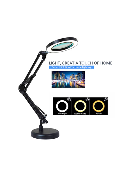 HALAMODO White Clamp Magnifying Glass With 64 LED Lights - 40.5x4x28cm