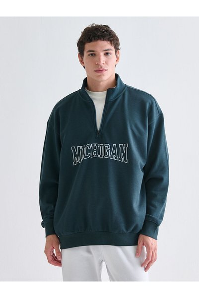 LC Waikiki New Season Stand Collar Long Sleeve Printed Men's Sweatshirt