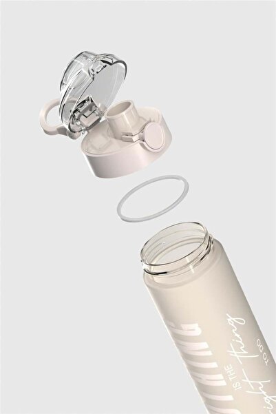 Renga Saga Loop Patterned Writing 630 ml Matte Tritan Bottle 912137 Beige