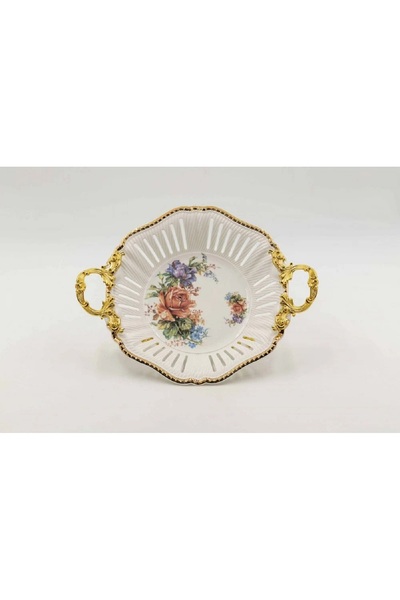 ORIAN Golden Pergola Floral Porcelain Sweets Plate