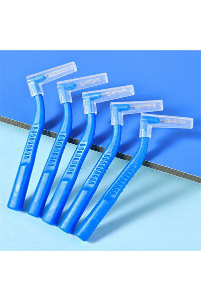 L&Wen L-Shaped Interdental Brushes Set, Non-Slip Dental Toothpick Floss for Braces 10PCS (0.7mm, Blue)