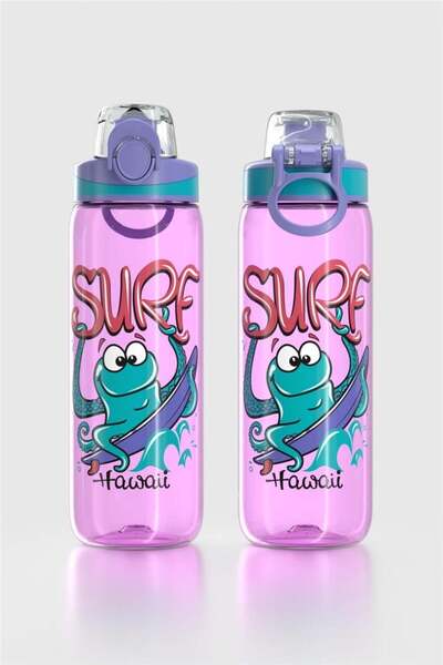 Renga Trego Patterned 630 ml Tritan Children's Water Bottle 912171 Purple