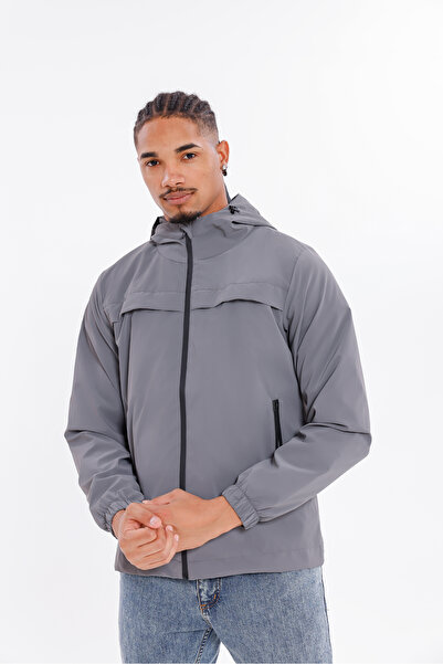 Firststops Men's Anthracite Hooded Nova Fabric Stylish Seasonal Water and Windproof Raincoat