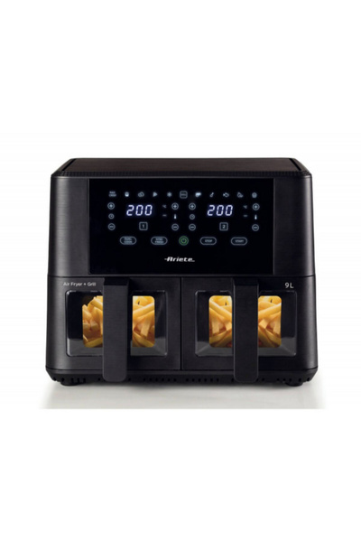 ARIETE مقلاة هوائية بسلة زجاجية مزدوجة بقوة 2400 واط وسعة 9 لتر