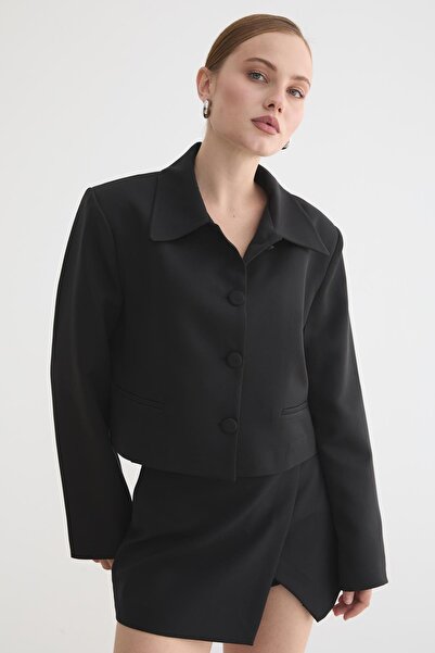 LEVURE HÜRREM KUMAŞ KADIN CEKET SİYAH