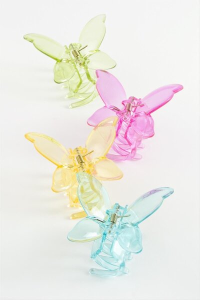 Genel Markalar Kelebek Şeffaf Renkli Mandal Toka 8 Cm