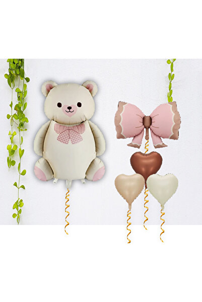 Partimarka مجموعة بالونات لطيفة على شكل دمية دب وفيونكة