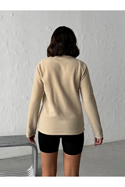 KAPHONE Kadın Tam Fermuarlı 3 Cepli Polar Ceket