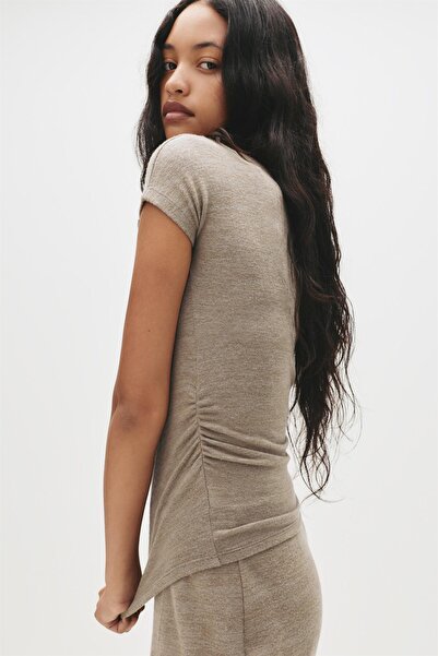 Pull & Bear Soft touch T-shirt with side gather