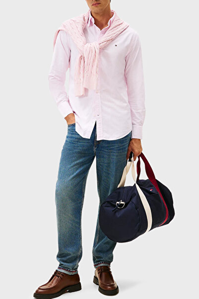 Tommy Hilfiger % 100 Pamuk Regular Fit Çizgili Gömlek Erkek GÖMLEK MW0MW36238 0D2