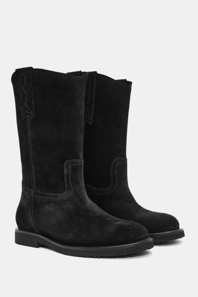 Bestyle Γυναικείες μαύρες μπότες από γνήσιο δέρμα σουέτ Adel