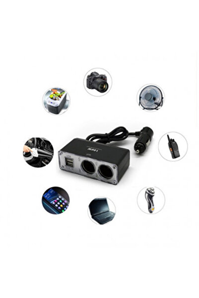 Olesson Brichetă auto triplă cu cablu, 2 prize, 1647, 2 x USB