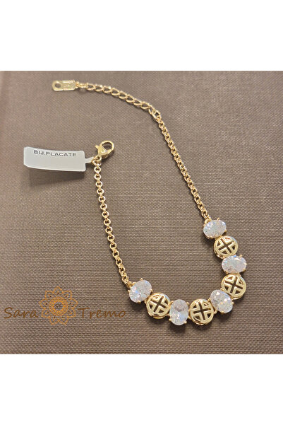 SaraTremo Bratara Eleganta Fortuna – placata aur 14K cu zirconia