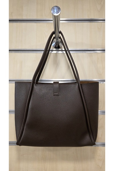 VİENCA Women's Large Shoulder Bag with Faux Leather Lock Detail