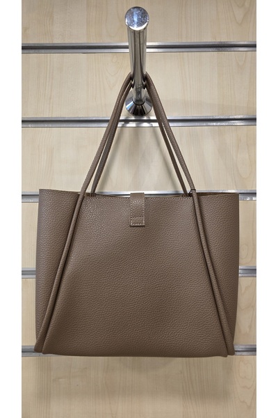VİENCA Women's Large Shoulder Bag with Faux Leather Lock Detail