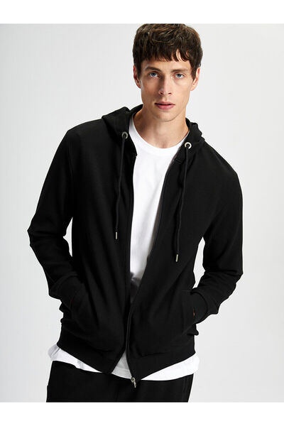 LC Waikiki New Season Hooded Long Sleeve Men's Zippered Sweatshirt