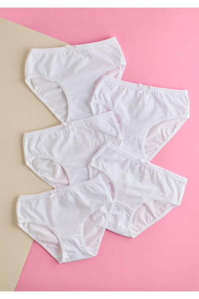 Katia&Bony Girl's Bowknot 5-Pack Slip Panties White