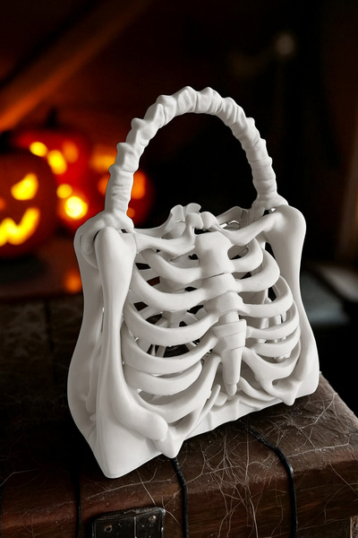 Tasarım Kadın Kemik Görünümlü İskelet El Çantası – Bone Bag (Beyaz & Kemik Be...