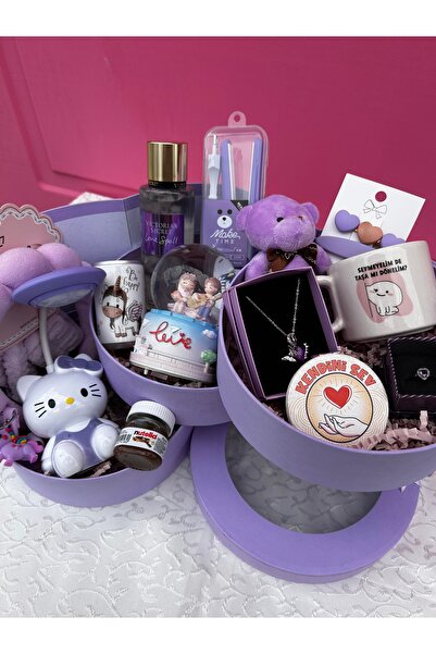 Mutluluk Kat Özel Mor Hediye Seti Sevgiliye Hediye