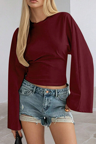 Tarz Cool Kadın Uzun Kollu Belden Oturtmalı Bluz