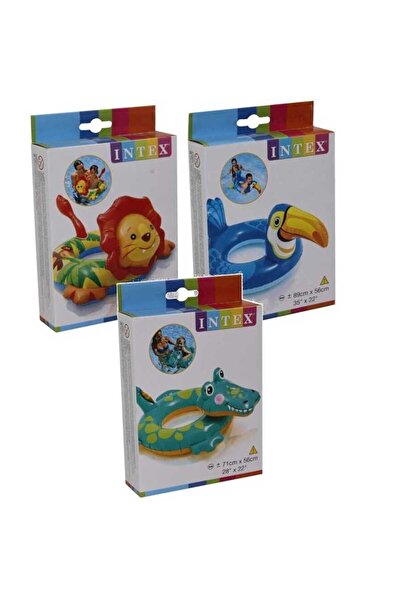 ela777 İNTEX HAYVAN FİGÜRLÜ SİMİT 58221 TİMSAH-DODO-ASLAN-LAMA-UNICORN RENKLİ DENİZ HAVUZ SİMİDİ 3-6