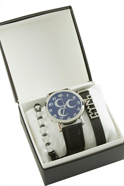 feryal 3 Crescent Strap Men's Wrist Watch and Boxed Bracelet Combination