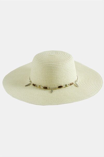 ZERO LAND قبعة من القش مزينة بالخرز من AhEs Shopping