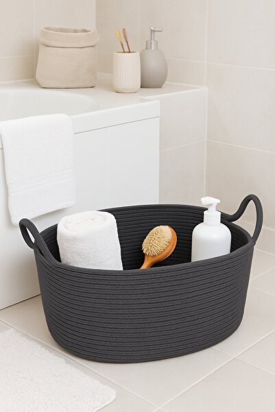 MaVaux Wicker Jute Decorative Basket 20X30X50 Cm, Toy, Laundry, Bathroom, Kitchen and Organizer Storage Basket