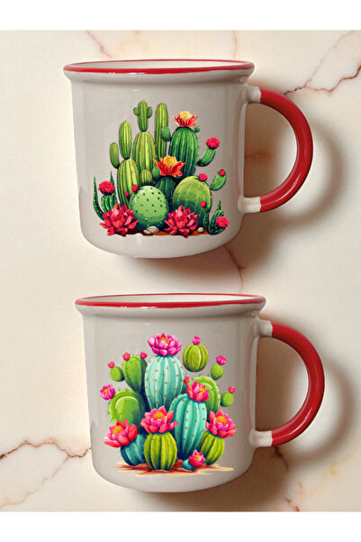 lili hediyelik Flowering Cactus 2-Piece Red Mouth Mug - Graduation Gifts, Chi...