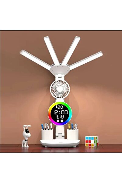 Tastech ÇOK FONKSİYOKLU MASA LAMBASI RGB LED IŞIKLI SAAT TAKVİM DERECE VANTİLATÖR KALEMLİK