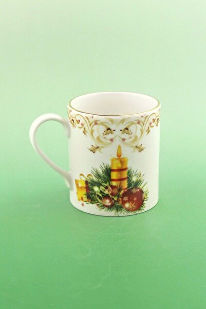 Bursa Porselen Dekor Christmas Candle Gold Gilded Porcelain Mug