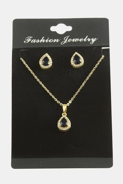 Marsilyan Drop Zircon Stone Set Necklace Ilkel-Bjt940
