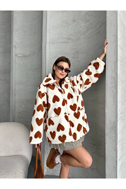 Bella Breeze Kadın Kalp Desenli Polar Mont