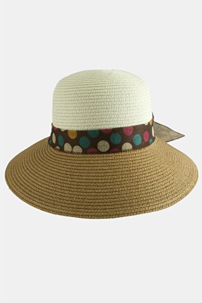 ZERO LAND Pălărie de paie cu fundă cu buline AhEs Shopping