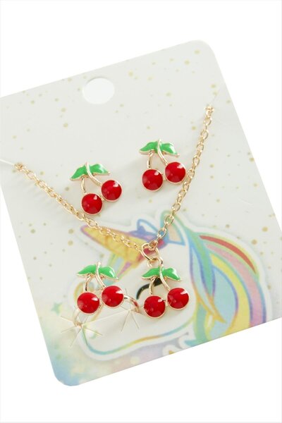 nolva Cherry Enamel Set Necklace
