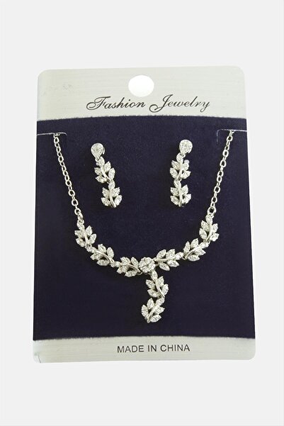 Yıldızınızzz accessory مجموعة قلادة من حجر الزركون على شكل ورقة شجر