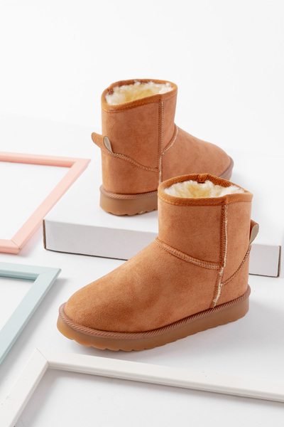 lina step Taba Süet İçi Kürklü Ortopedik Kaymaz Taban Çocuk Kışlık Bot