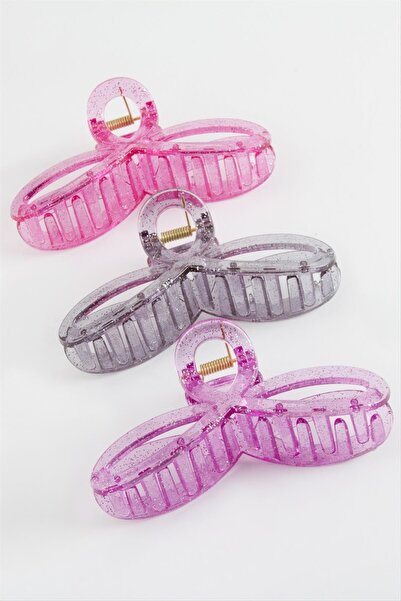 Ayena Moda Cataramă cu agrafă colorată, transparentă, argintie, 11 cm