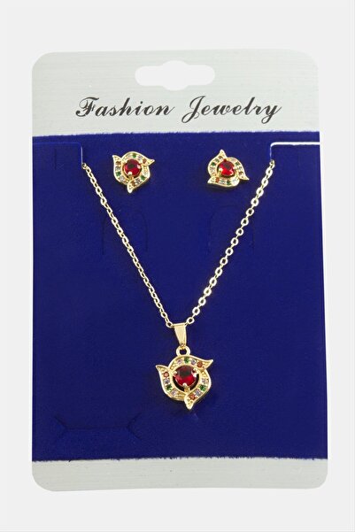 CT STONES Flower Zircon Stone Set Necklace