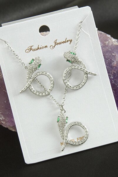 OSENSE مجموعة قلادة فاخرة من حجر الزركون على شكل ثعبان