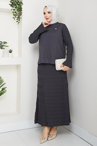 Pamuk Butik Γυναικείο Σετ Μερσεριζέ Πλεκτό Μανταλάκι με Φούστα Διπλό