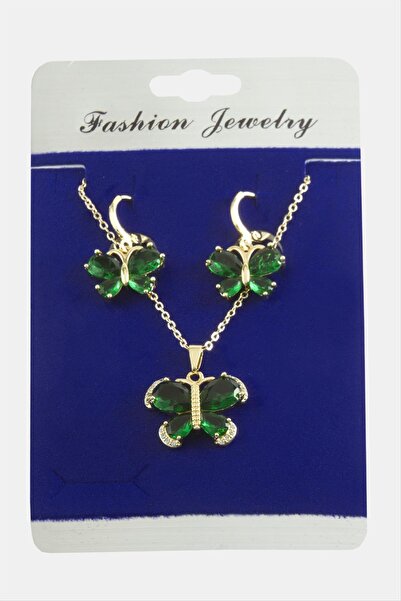 feryal مجموعة قلادة من حجر الزركون على شكل فراشة