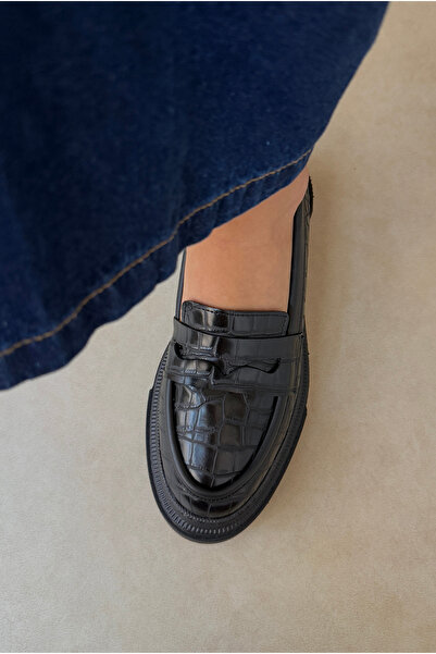 Mupa Shoes Жіночі лофери ЧОРНІ CROCO