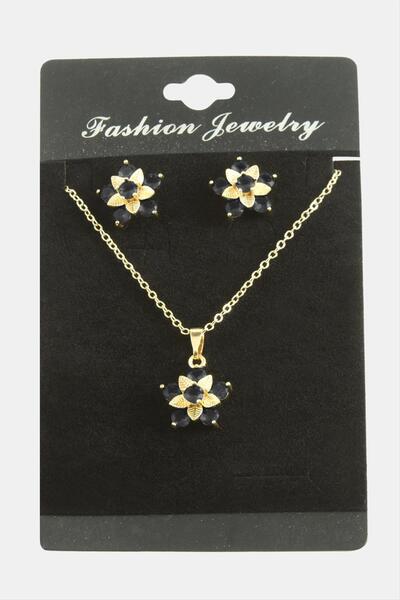 Marsilyan Flower Zircon Stone Set Necklace Ilkel-Bjt940