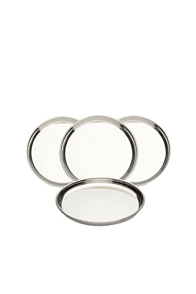 Bisbell Stainless Steel Beeding Thali 22CM – 4PCS Set | Round Dinner Plates,Serving Plates (Size 10),BB2016S