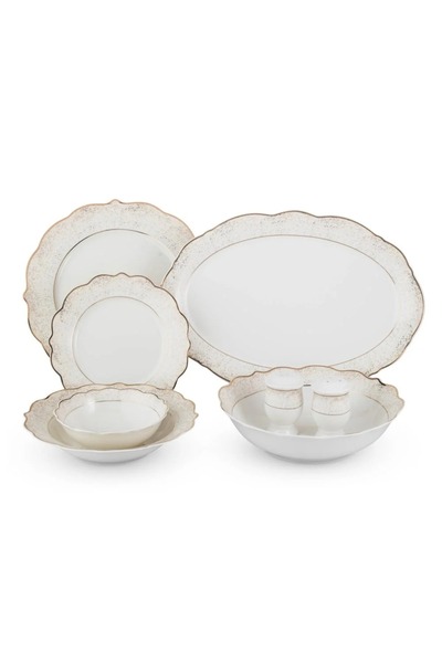 ORIAN Luxury white and gold porcelain dinner set with delicate patterns, 28 pieces, for 6 people