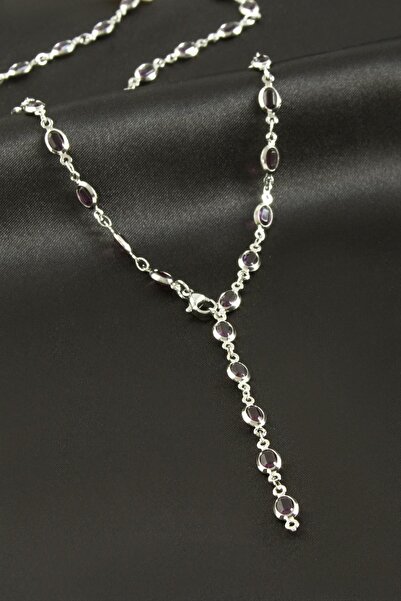 TakÇalıştır Oval Zircon Stone Steel Y Necklace Zircon Stone Necklace Stylish ...