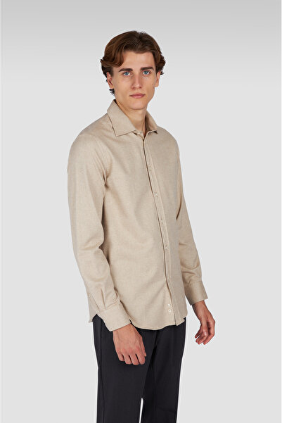 PAUL&SHARK Men's Regular Fit Shirt Collar Long Sleeve Beige Shirt 15313131Cf-207