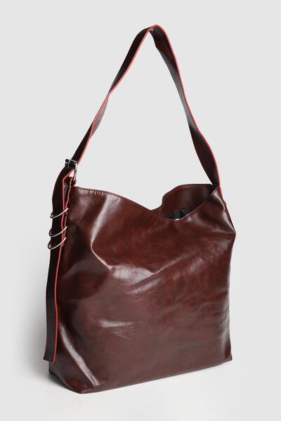 La La'Graccio Paris Lagraccio Paris Women's Higgs Large Size Wrinkled Patent Leather Shoulder Bag Burgundy