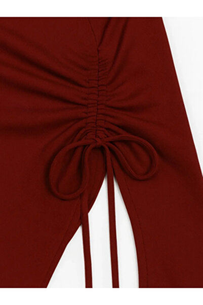 MOONBULL Women's Asymmetrical Cut Side Gathered Winter Long Spanish Sleeve Blouse